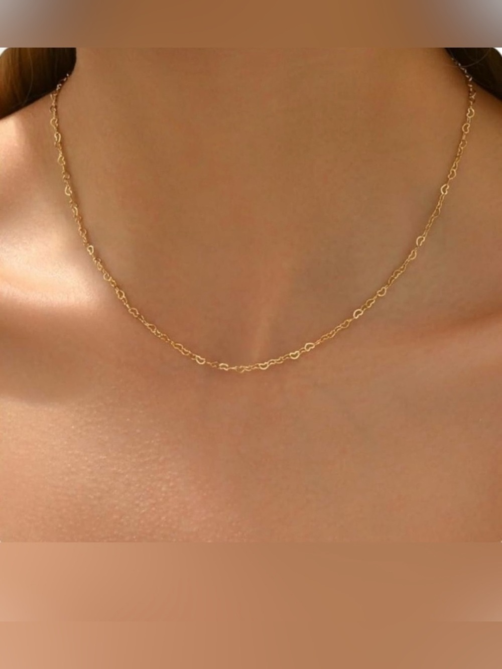 18k Gold Plated Dainty Heart Chain Necklace